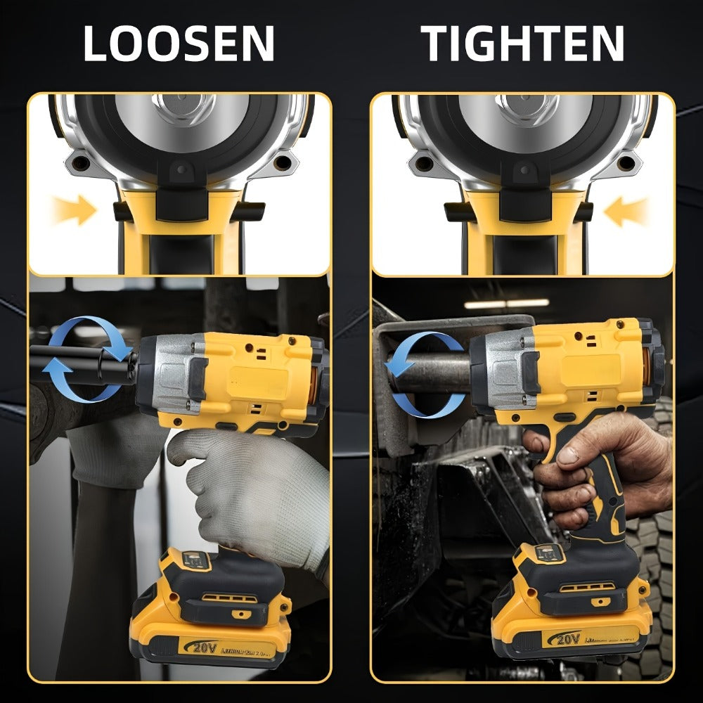 Cordless Impact Wrench 1/2 Inch Brushless ¨C 450N.m 259Ft-lbs High Torque Impact Gun, 3300RPM Variable Speed, 12 Sockets, Fast Charger & Dual Battery Options for Auto Repair & Home Use