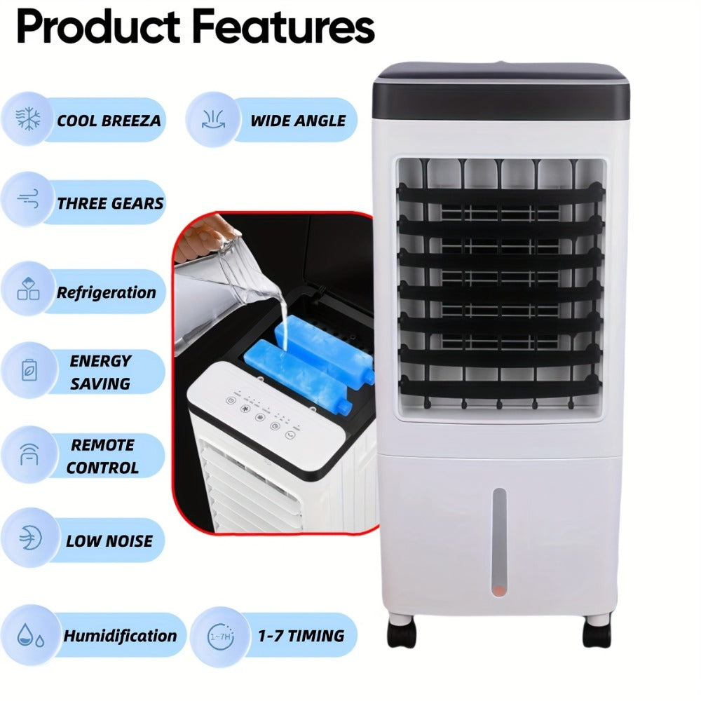 Portable Air Conditioner Evaporative Air Cooler with Remote, 40Hrs Cooling, 2.6 Gal Tank, 3 Speeds, Windowless AC Unit for Room, Personal Space Cooler Fast Cooling