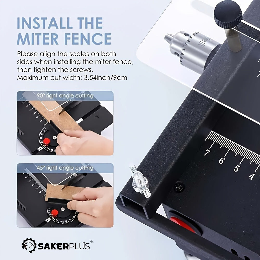 100W Electric Mini Table Saw with Woodworking Pen Set, 7-Speed & Angle Adjustable, 16mm Max Cutting Depth, Precision Crafts Model Making DIY Jewelry Home Projects, Great Gift for Men & Beginners