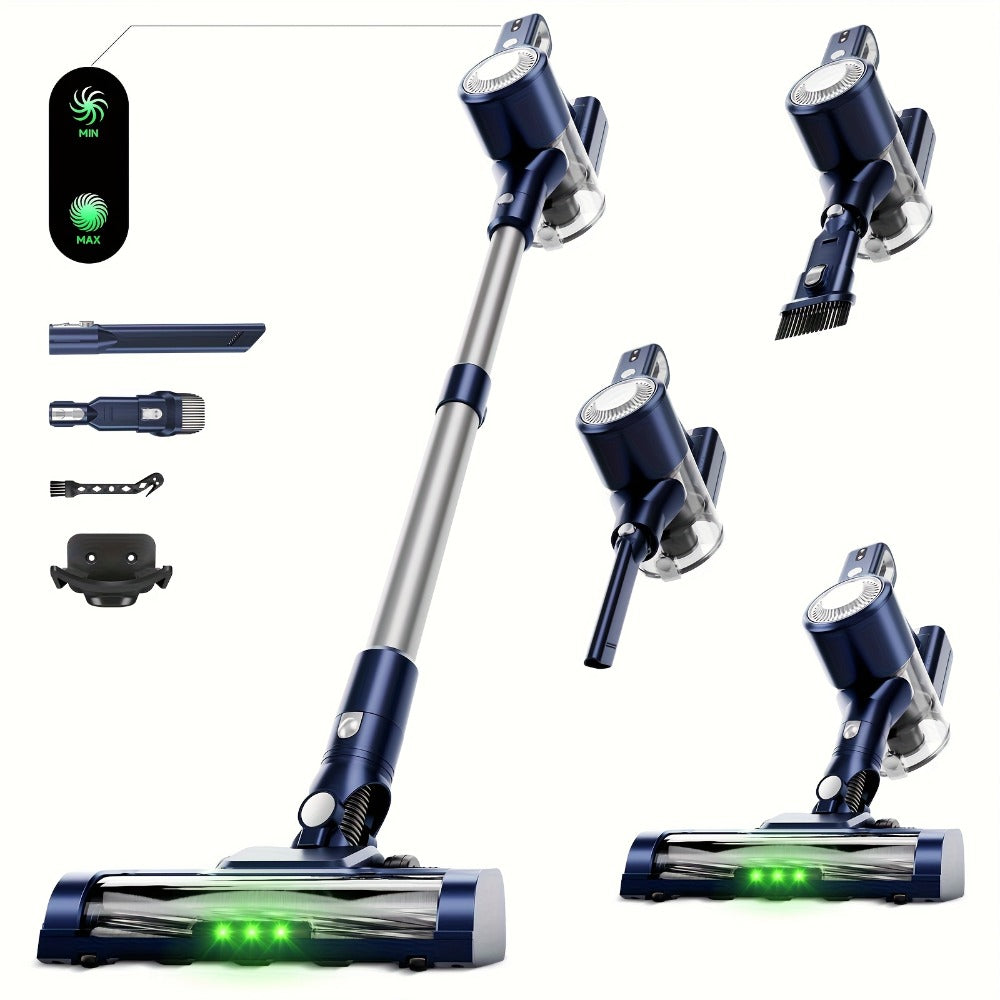 Cordless Stick Vacuum Cleaner 51-68KPa 3-Speed LED Floor Brush 45-Min Runtime Detachable Lightweight for Pet Hair Carpet Hard Floor