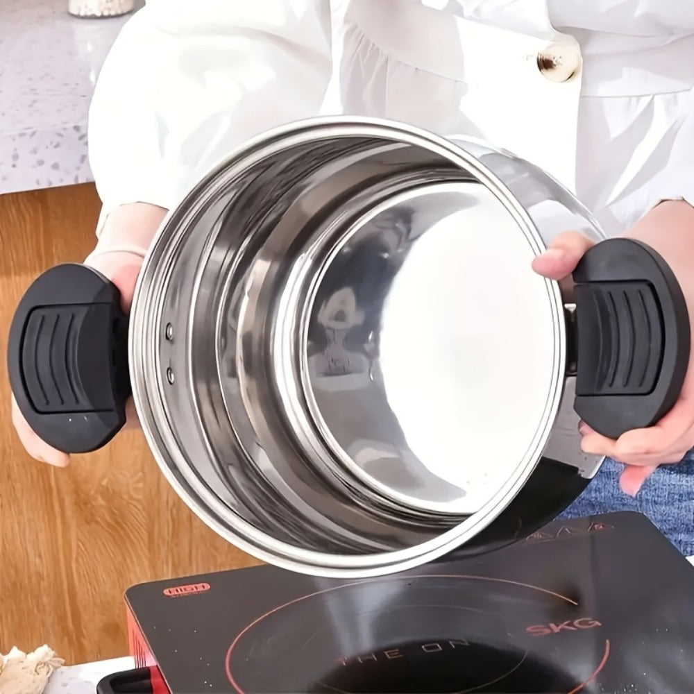 304 Stainless Steel Stew Pot Large Capacity ¨C Food-Grade Non-Stick Multipurpose Cooker | Induction & Gas Stove Compatible Soup Pot for Home Kitchen | Durable Even-Heating Cooking Pot