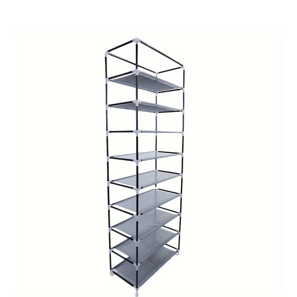 Shoe Rack with Dustproof Cover 10 Layers 9 Cubbies ¨C Large Capacity Non-Woven Shoe Organizer for Entryway, Closet & Bedroom ¨C Space-Saving Steel Frame Shoe Shelf, Easy Assembly