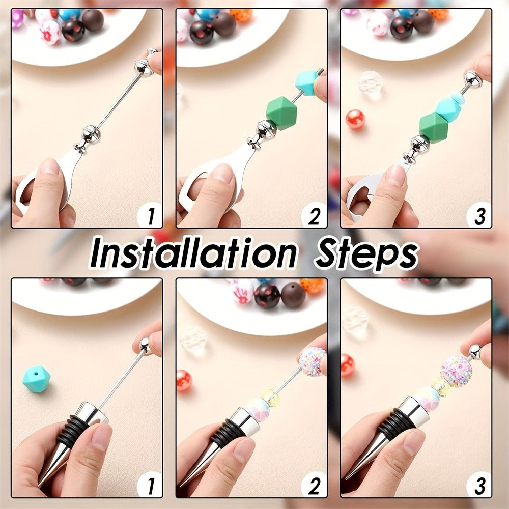 Beadable Beer Bottle Opener Set Bulk Decorative Beaded Wine Stopper Reusable DIY Party Gift for Wedding Bar Festival 10 or 20 Pieces