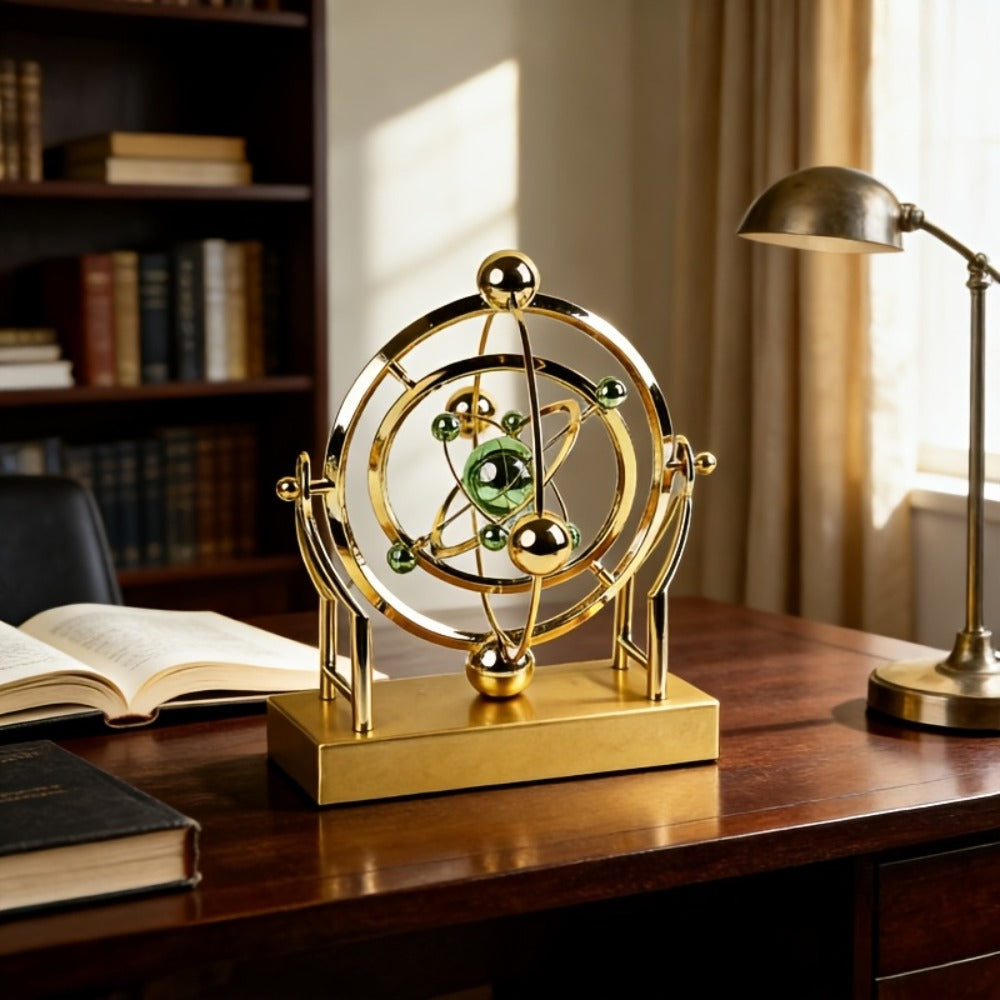 Perpetual Motion Pendulum Desk Decor - Cosmic Swing Solar System Planets Atomic Model Science Demonstration Self-Running No Battery Office Home Physics Gift