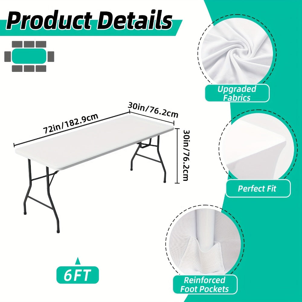 Spandex Stretch Fitted Tablecloths 2pcs 3pcs ¨C 4ft 6ft 8ft Rectangular Elastic Table Covers, Wrinkle-Resistant in Black & White for Wedding, Banquet, Trade Show, Graduation & Party Decoration