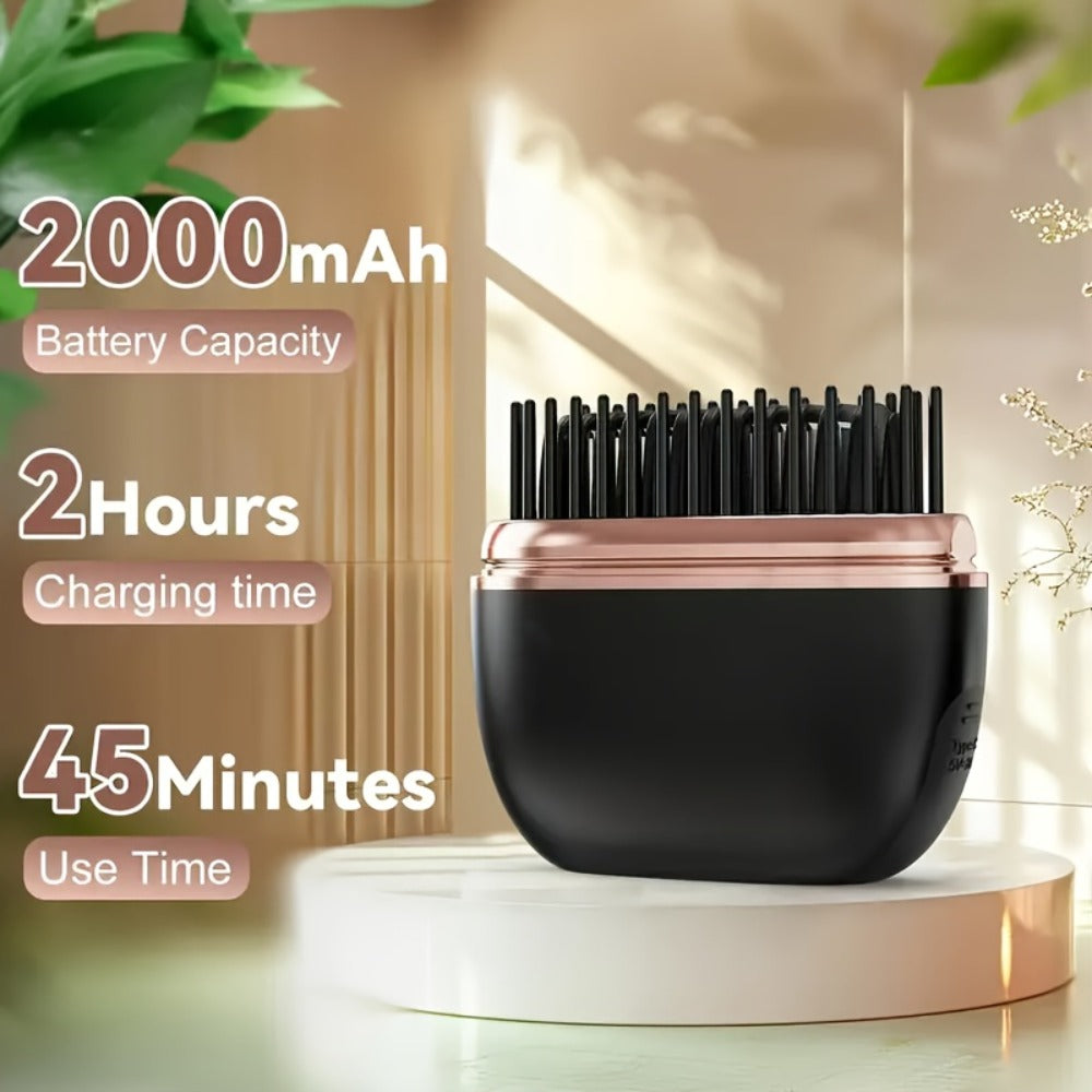 Hair Straightener Comb Mini Wireless USB Rechargeable | Portable Hot Comb Brush for Women | Compact Travel Hair Straightening Brush | Heat-Resistant Lightweight Styling Tool | Women's Gift Idea