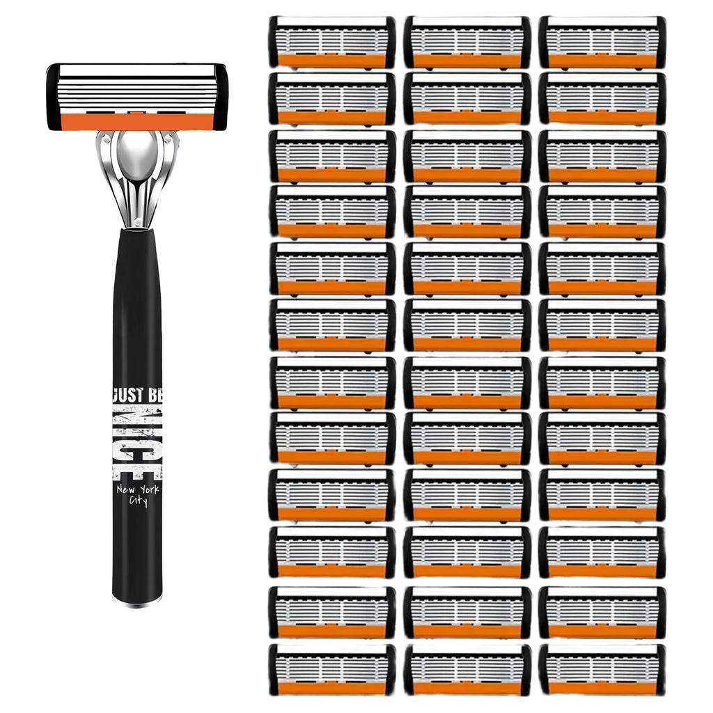 Men's Safety Razor Set with Replacement Blades - Non-Slip Handle Double Edge Razor for Shaving & Beard Grooming, Perfect Gift for Men