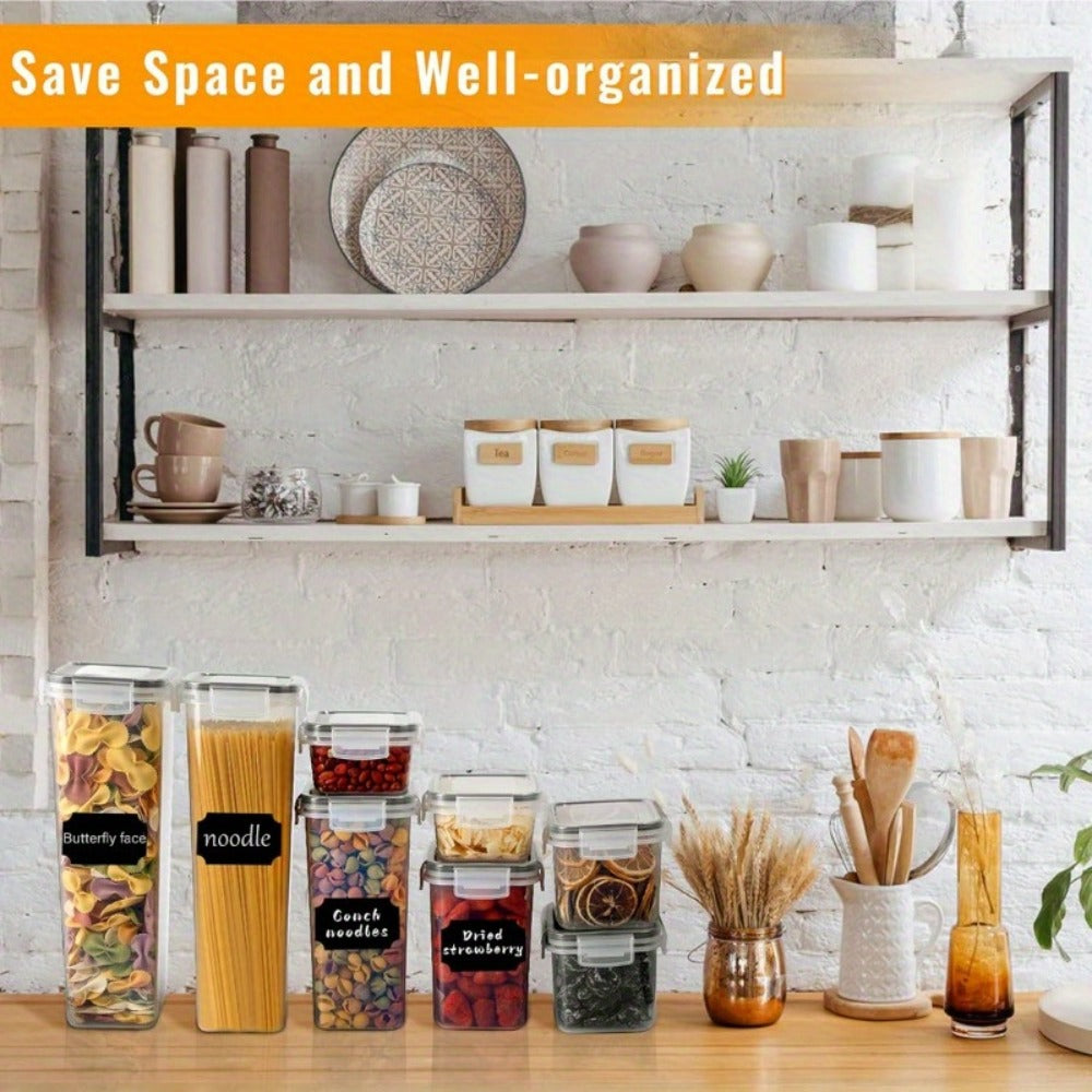Pantry Storage Containers with Lids Labels and Markers - Airtight Kitchen Food Storage Set for Sugar Flour Pasta Grains Nuts Coffee Tea Beans Baking Supplies Organization