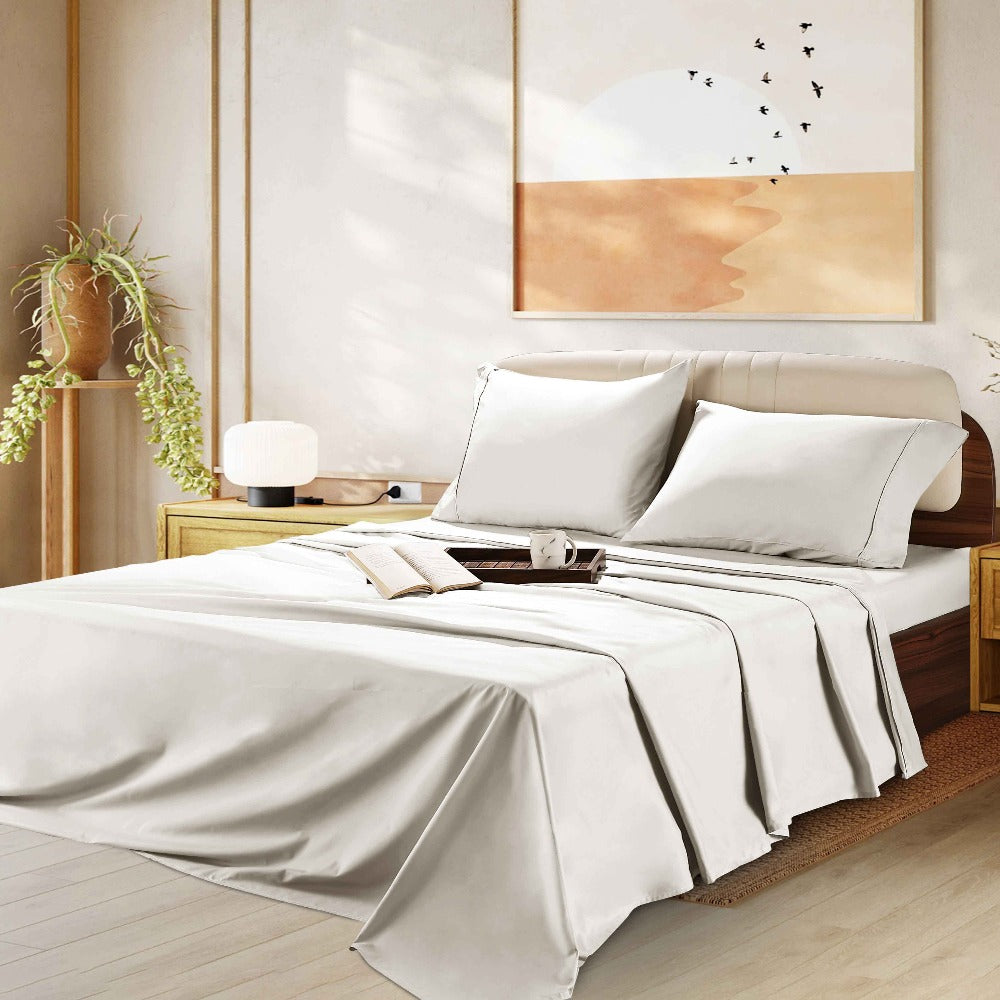 Egyptian Cotton Sheet Set 1000 Thread Count - Deep Pocket Fitted Sheet, Sateen Weave, Breathable Soft Bedding Set for King Queen Full Twin