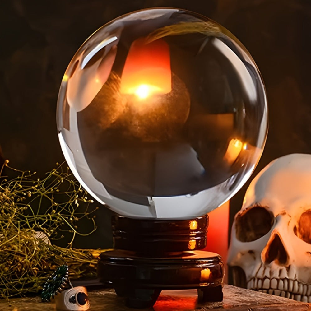 Crystal Ball for Photography Decoration Feng Shui Gift ¨C Transparent Glass Sphere 60mm 80mm 150mm with Base for Magic Lens Ball Home Decor Halloween Valentine Christmas