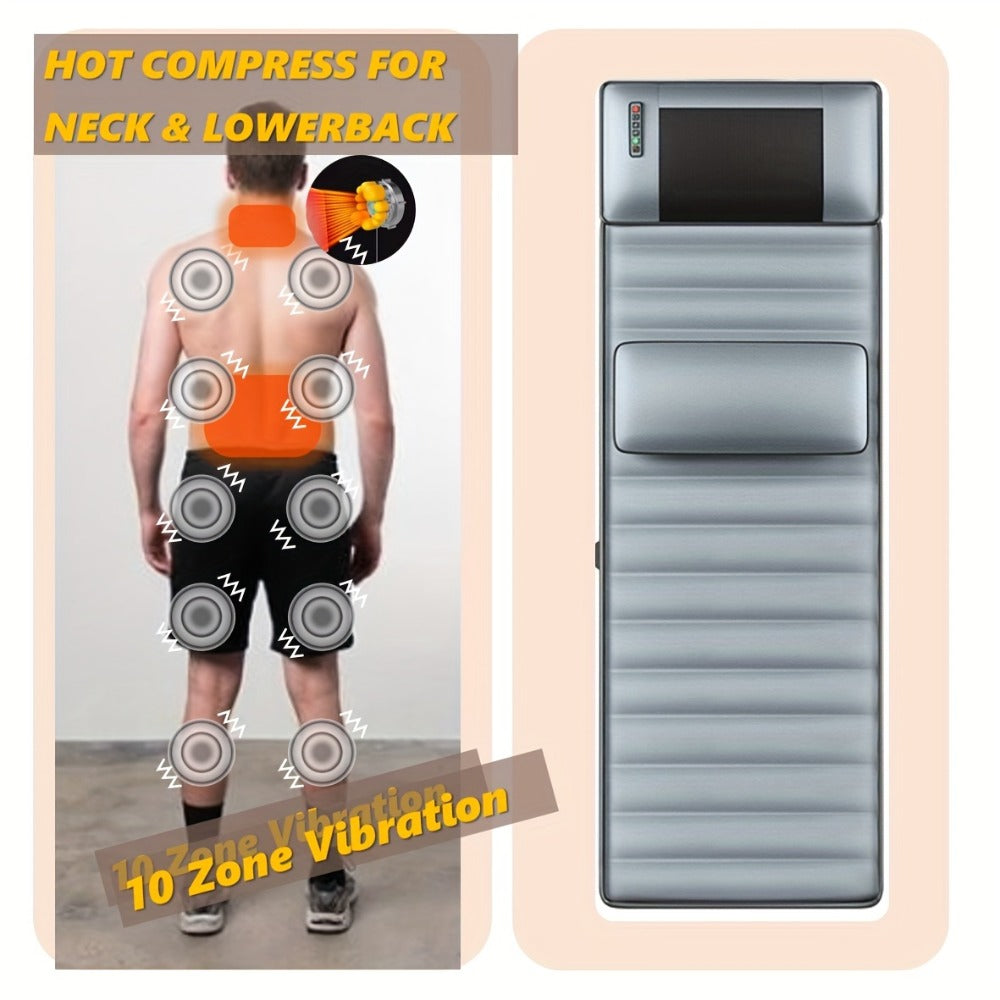 Full Body Shiatsu Massage Mattress ¨C 10-Zone Vibration with Neck Kneading & Hot Compress, 12V Safety Voltage Massage Mat for Back Neck & Waist Relief, Home Relaxation Gift for Men Women