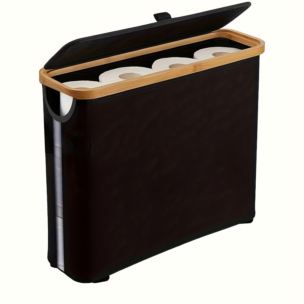 Bamboo Toilet Paper Holder Freestanding Bathroom Storage Organizer Holds 12 Rolls Tissue Roll Dispenser Modern Slim Design for Bathroom Bedroom Laundry Room Tissue Accessories Storage