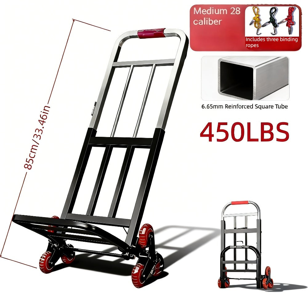 Folding Hand Truck Stair Climbing Wheels Heavy Duty 220 450 680 LBS Capacity Compact Collapsible Handcart Dolly for Home Warehouse Grocery Moving Office Material Handling