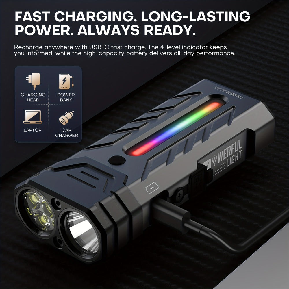 High Lumen Flashlight 5000 Lumen Ultra Bright | High-Capacity Battery Long Runtime USB Rechargeable | Lock Function Camping Night Fishing Outdoor Work Gift for Men