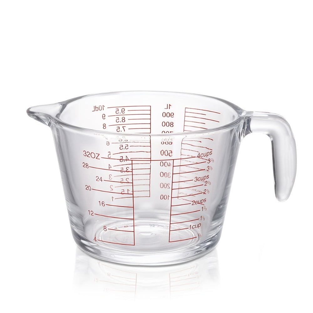 Glass Measuring Cups Set ¨C Food Grade Borosilicate Measuring Cup with Handle & Spout, Microwave & Oven Safe, for Home Baking, Cooking & Kitchen Use, Available in 10oz, 17oz, 34oz & 3-Piece Set