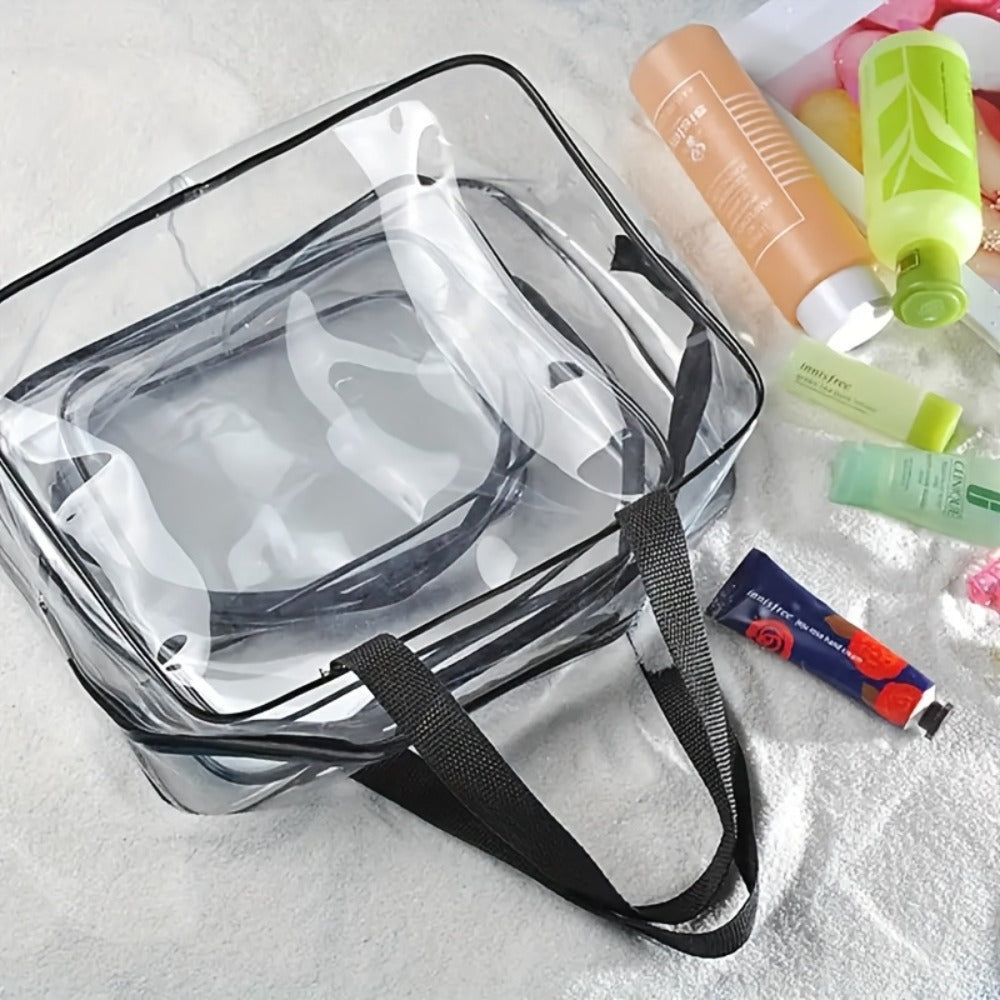 Clear PVC Storage Bags Set of 4 - Transparent Zipper Organizer Bags, Foldable Portable Multi-Use Storage for Home Travel