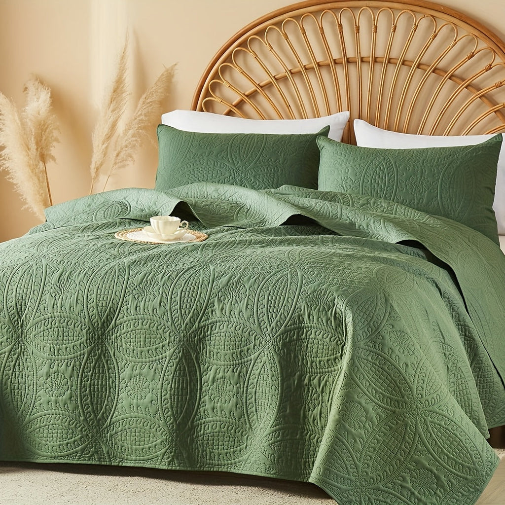 Quilt Set 2-3pcs ¨C Lightweight Microfiber Bedspread Coin Pattern Coverlet All Seasons Twin Full Queen King Cal King