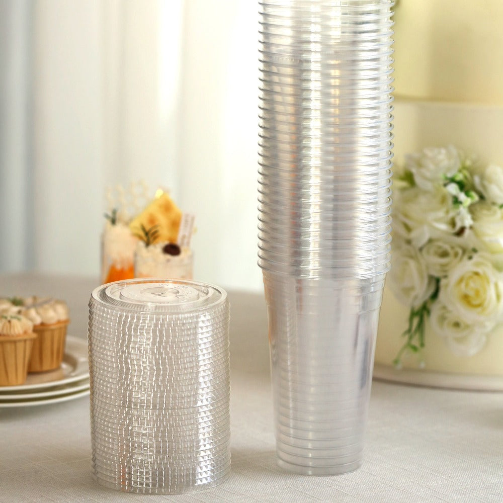 Disposable Clear Plastic Cups with Flat Lids ¨C 16oz & 24oz PET Crystal Cold Drink Cups for Iced Coffee, Smoothie, Bubble Tea, Party Supplies, Thanksgiving Halloween Christmas ¨C 100 or 500 Pack