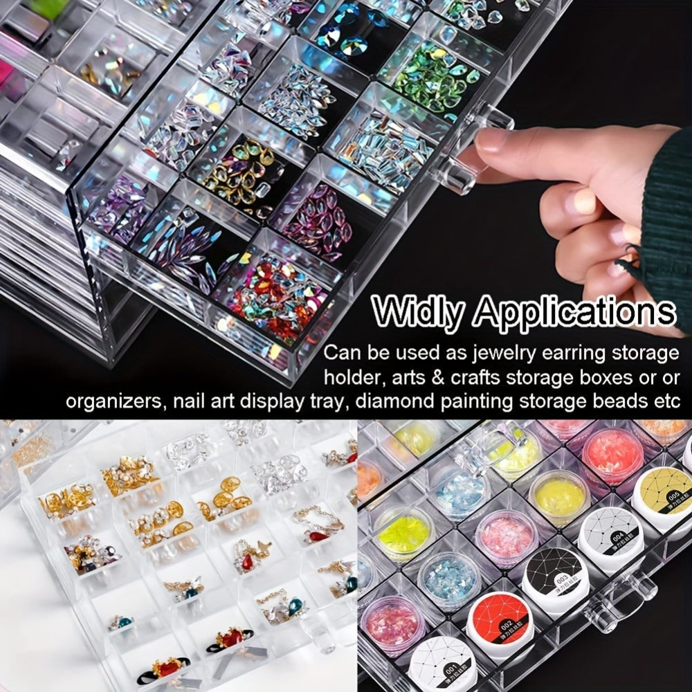 Jewelry Storage Box 5-Layer Drawer Organizer ¨C Transparent Nail Art Accessory Storage Container for Earrings Rings Necklaces Beads 120 Cells