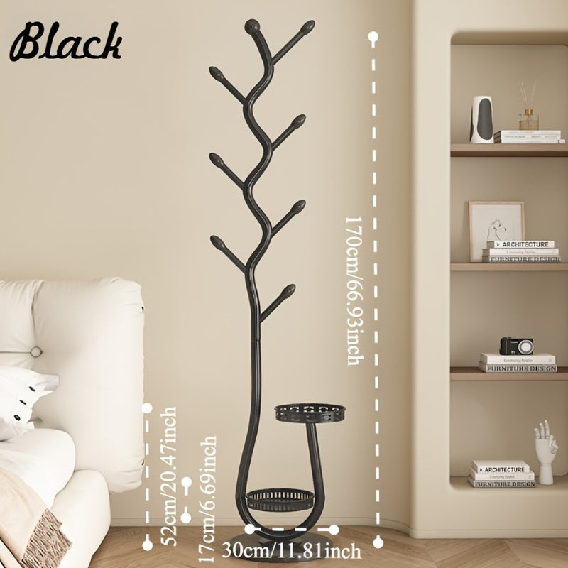 Clothes Rack Freestanding Metal with Shelf - Heavy Duty Garment Rack for Bedroom, Entryway & Closet, Vertical Coat Stand with Bottom Shelf for Coats, Hats, Scarves, Bags | White, Black, Gold