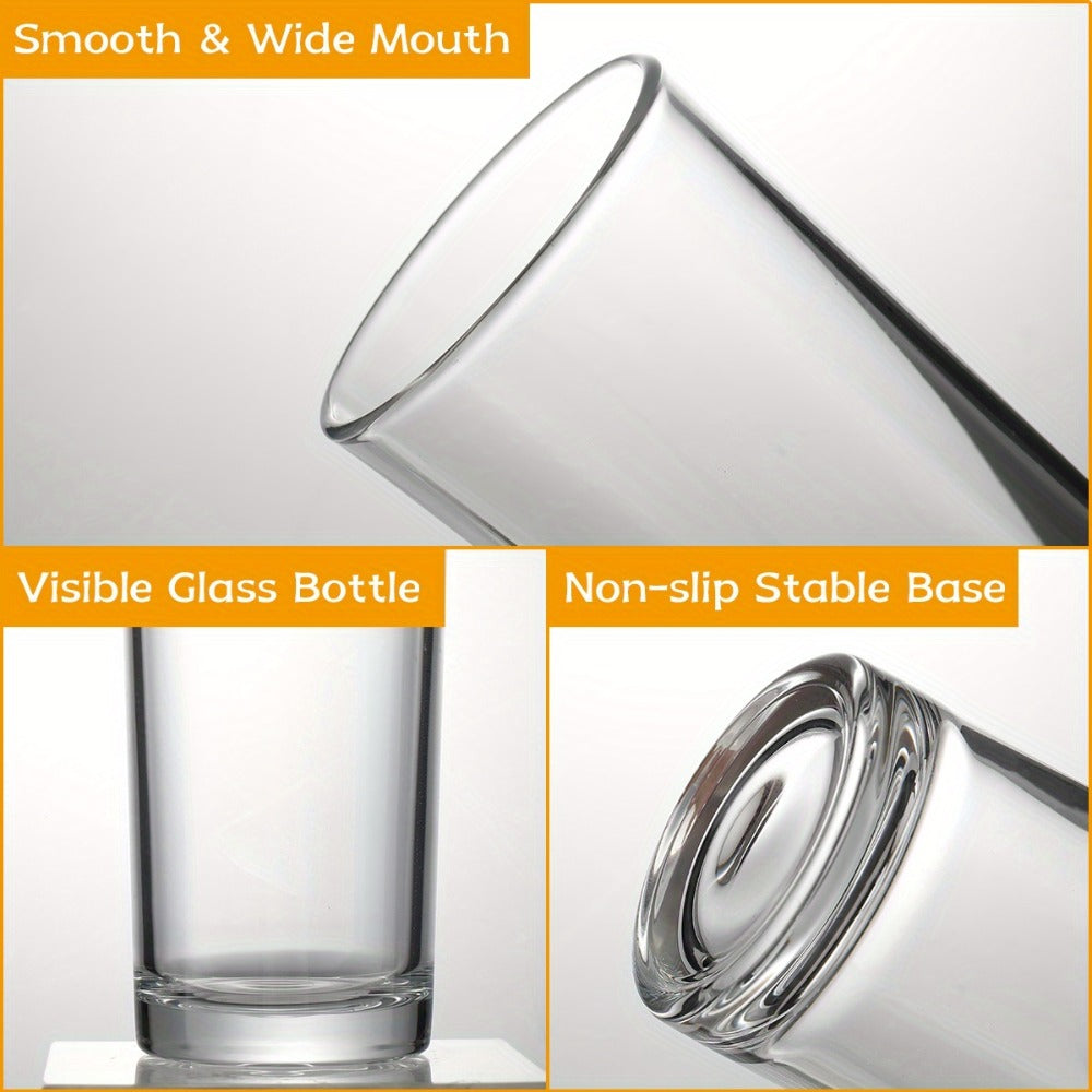 Highball Glass Cups Set of 6 - Thick Bottom Lead-Free Glassware for Juice, Milk & Drinks, Heavy Base Stability, Modern Minimalist Drinkware for Home, Parties & Breakfast