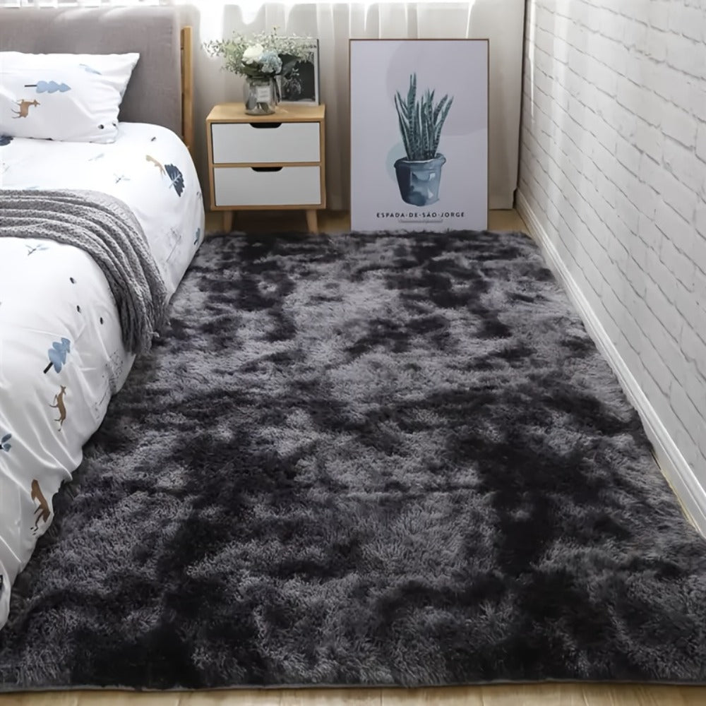 Plush Area Rug Tie-Dye & Solid Color - 100% Polyester Soft Fluffy Anti-Slip Machine Washable Carpet | Luxury Bedroom, Living Room & Sofa Floor Mat | Upscale Home Decor Rug in Multiple Colors & Sizes