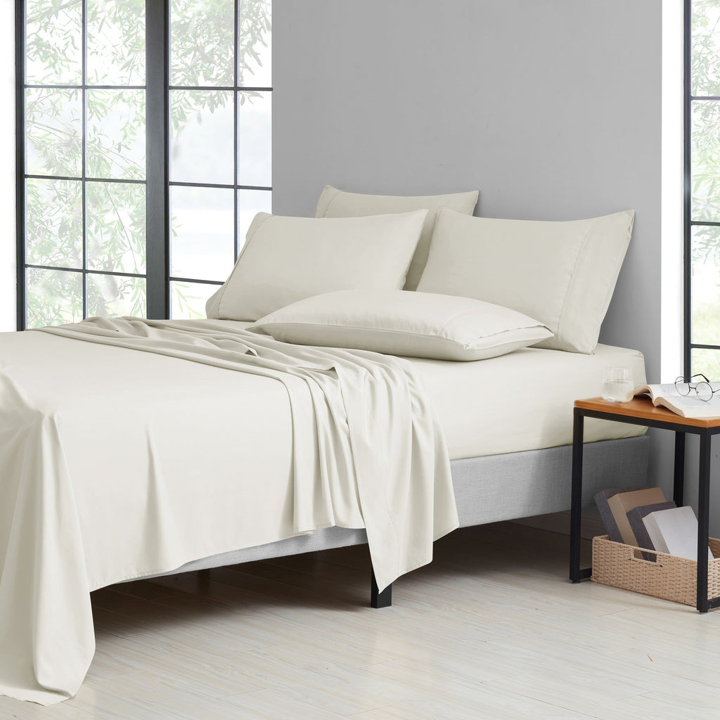 Bamboo Sheet Set 6 Piece Cooling Bed Sheets with Deep 16 Inch Pockets - 2000 Thread Count Microfiber Bamboo Blend Fitted Flat Sheets Pillowcases Twin Full Queen King Cal King