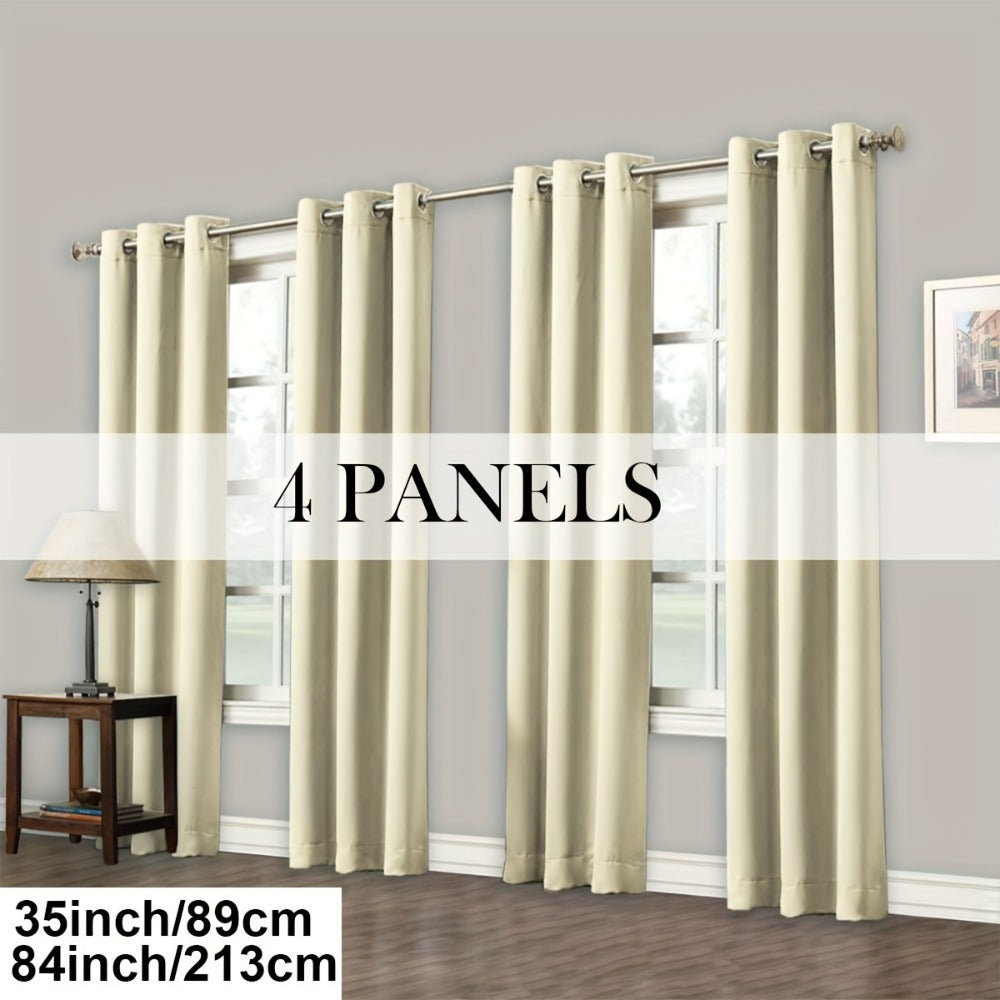Blackout Curtains Grommet Top Room Darkening Window Drapes 4 Panels Set Living Room Bedroom