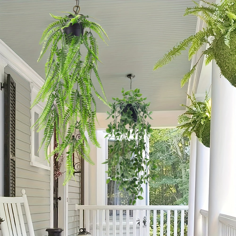 Artificial Hanging Plants 4 Pack ¨C Fake Trailing Vines for Indoor Outdoor Wall Shelf Room Decor, Realistic Faux Rose Greenery Hanging Basket Decoration