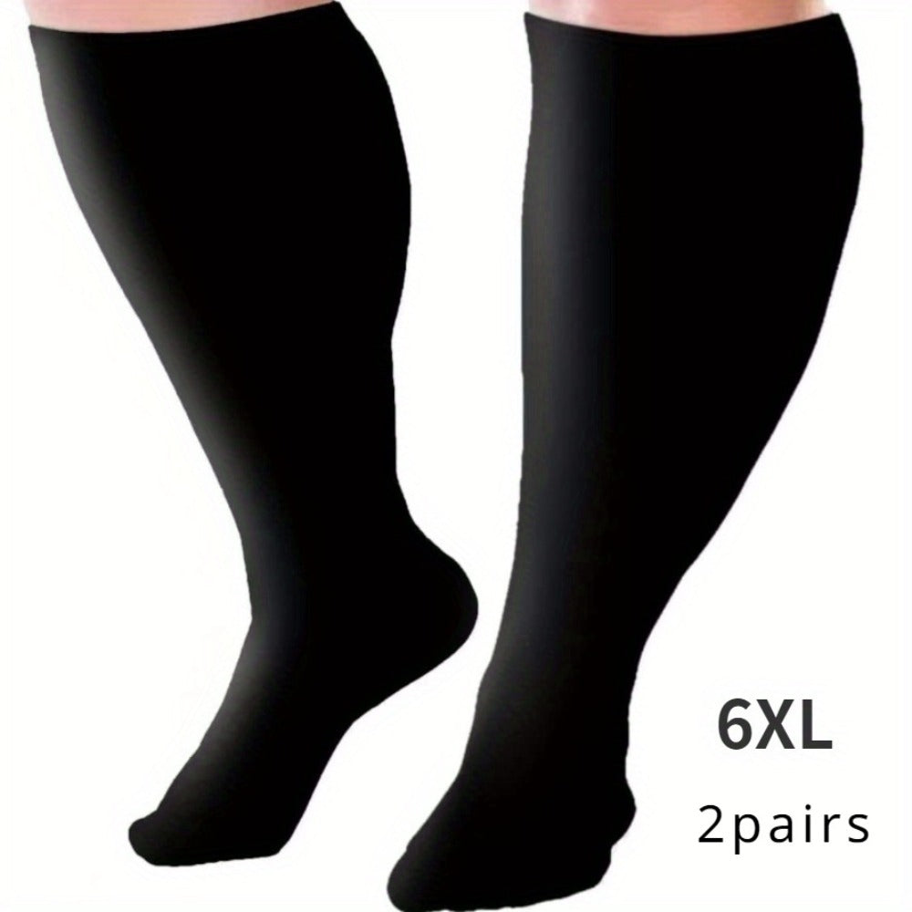 Plus Size Compression Socks 2 Pairs High Elasticity Sports Fitness Oversized Socks for Men Women 2XL 3XL 4XL 5XL 6XL 7XL Running Athletic Support