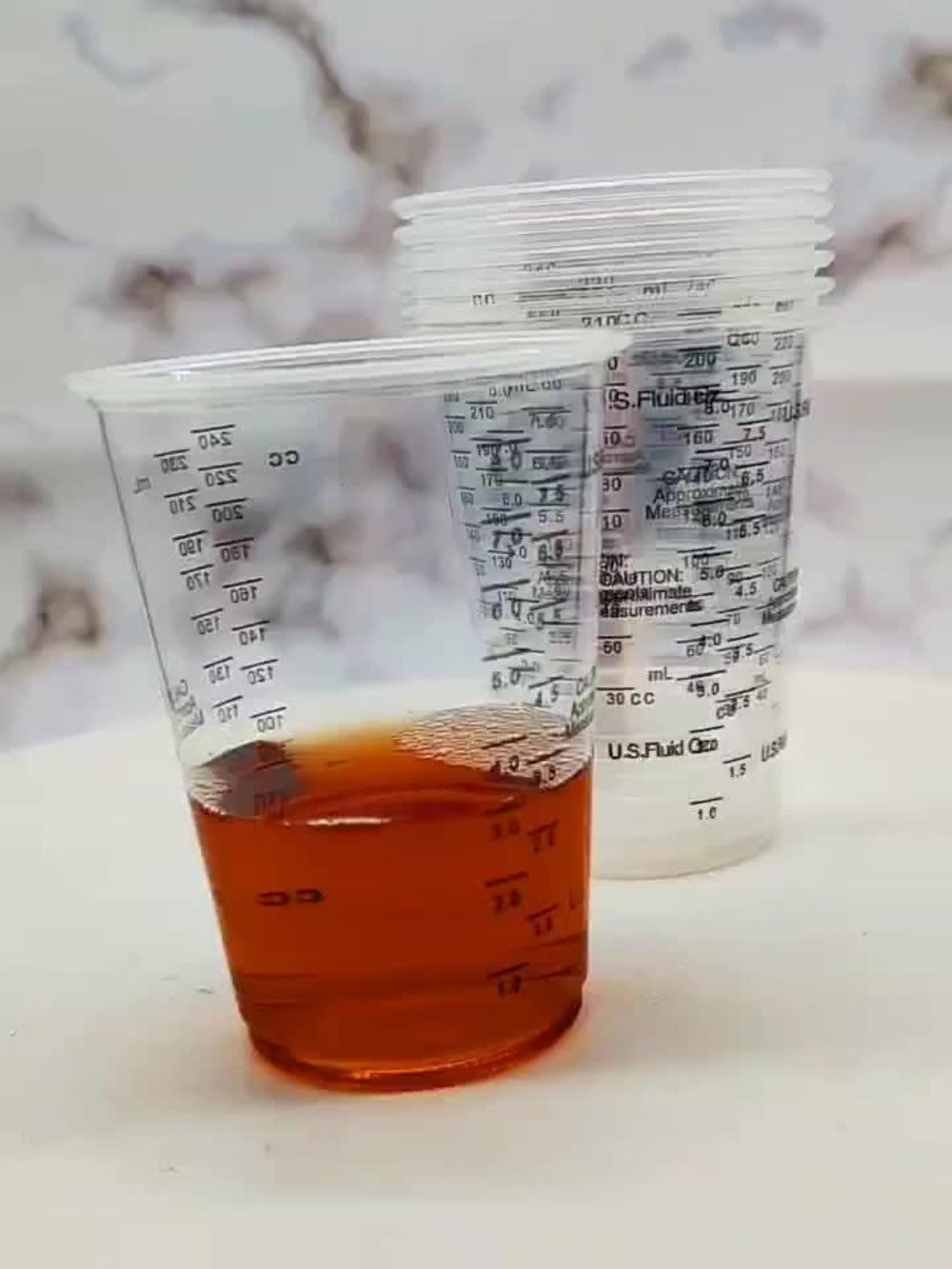Plastic Measuring Cups with Wooden Sticks 100 Sets Clear Graduated Mixing Cups oz/ml/cc for Resin, Cooking, Baking & Epoxy ¨C Disposable Paint Mixing Cups