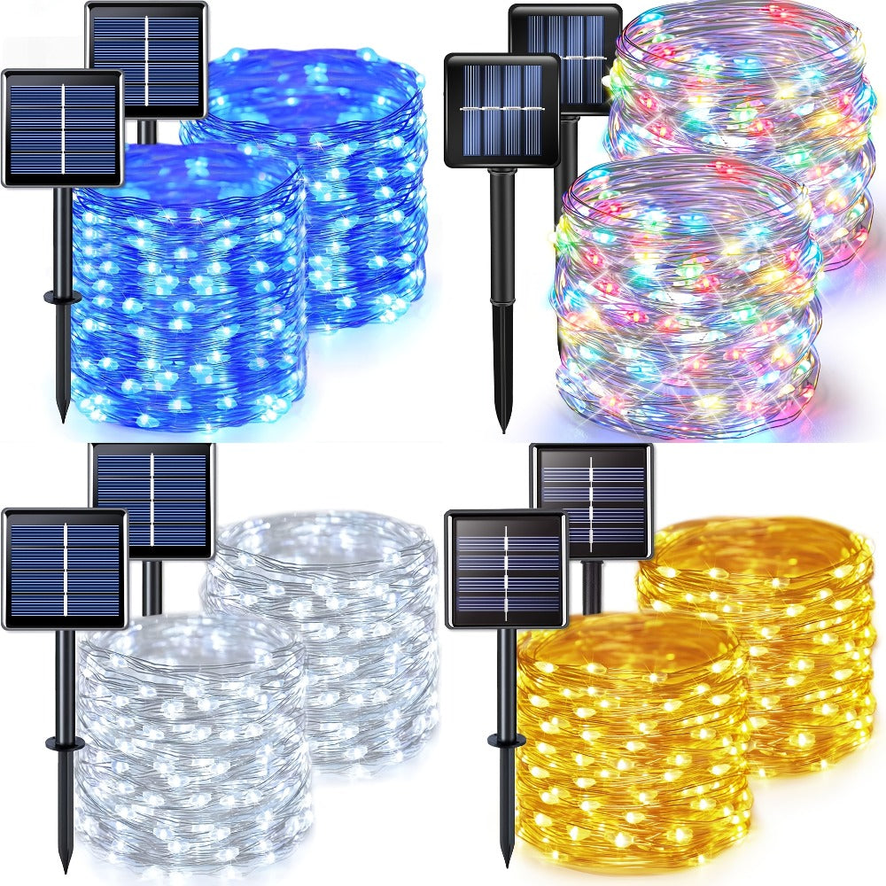 Solar Fairy String Lights Outdoor ¨C 110 LED Copper Wire Solar Twinkle Lights with 8 Modes & Touch Control for Christmas Tree, Garden, Patio, Wedding & Party ¨C 2, 4 or 8 Pack