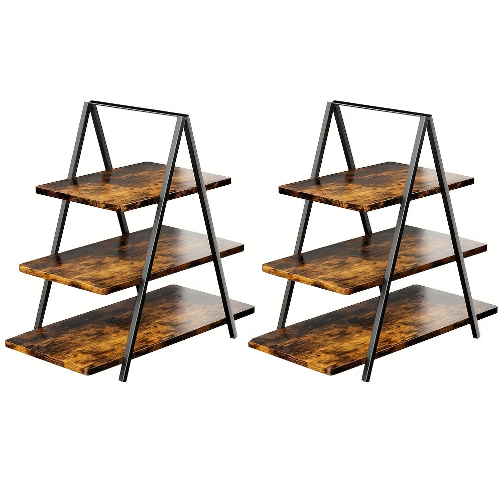 3-Tier Wooden Cupcake Stand ¨C Holds 50 Cupcakes, Dessert Display Rack for Wedding, Birthday Party & Halloween, Rustic Wood Cake Stand in Black, White & Brown