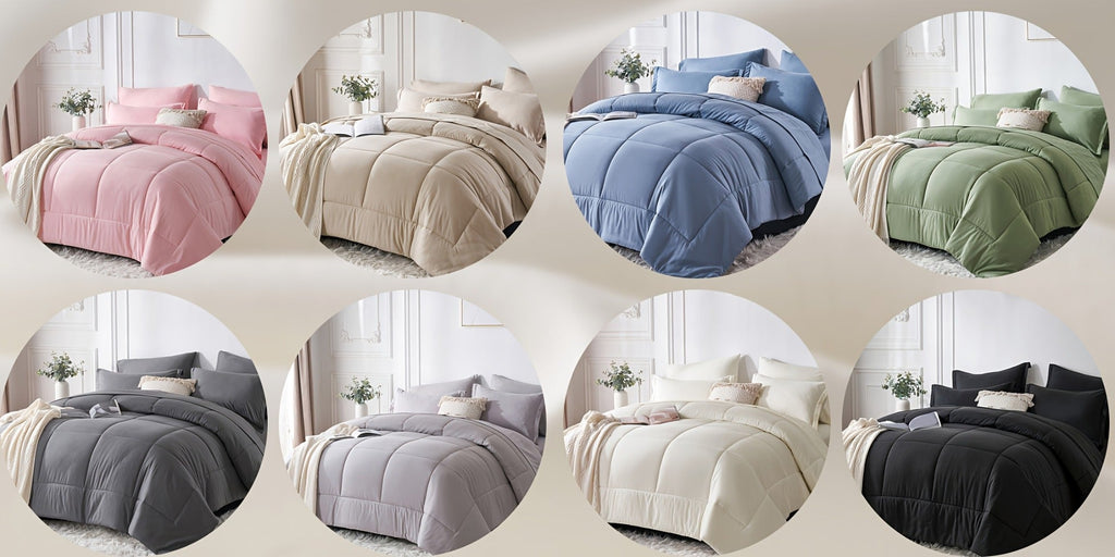 Comforter Set Soft Breathable Microfiber Bed in a Bag with Fitted Sheet Flat Sheet Pillowcases & Shams ¨C All Season Fluffy Checkered Bedding Set Twin Full Queen King