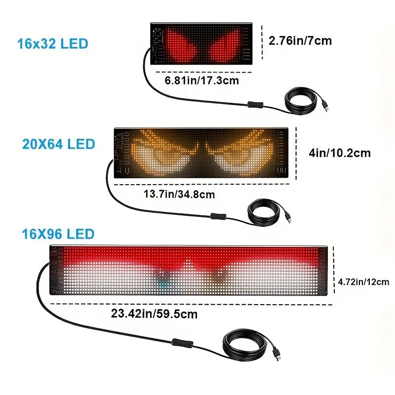 LED Scrolling Sign App Controlled Flexible LED Matrix Display Panel Programmable Animated Text for Car Home Party Birthday Holiday Decoration - Multiple Sizes