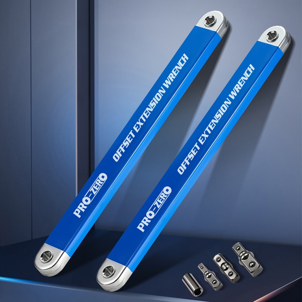 Ratchet Wrench 2-in-1 Offset Extension with 1/4¡± 3/8¡± 1/2¡± Square Head Adapters, 180-Degree Rotation High Torque Non-Slip Handle, Universal Flex Head Ratchet for Narrow Spaces & Auto Repair