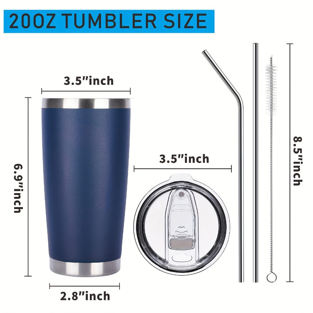 Stainless Steel Insulated Tumblers with Lid and Straw Bulk 20oz 304 Double Wall Vacuum Travel Mug for Hot Iced Coffee Drinks Water Cup Set 8pcs 12pcs 24pcs White Navy Blue Red Silver Black Mix