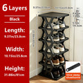 Shoe Rack Organizer 6 or 9 Tier - Space Saving Folding Shoe Rack for Hallway Doorway Bedroom Dorm, Narrow Entryway Shoe Storage, Black or White