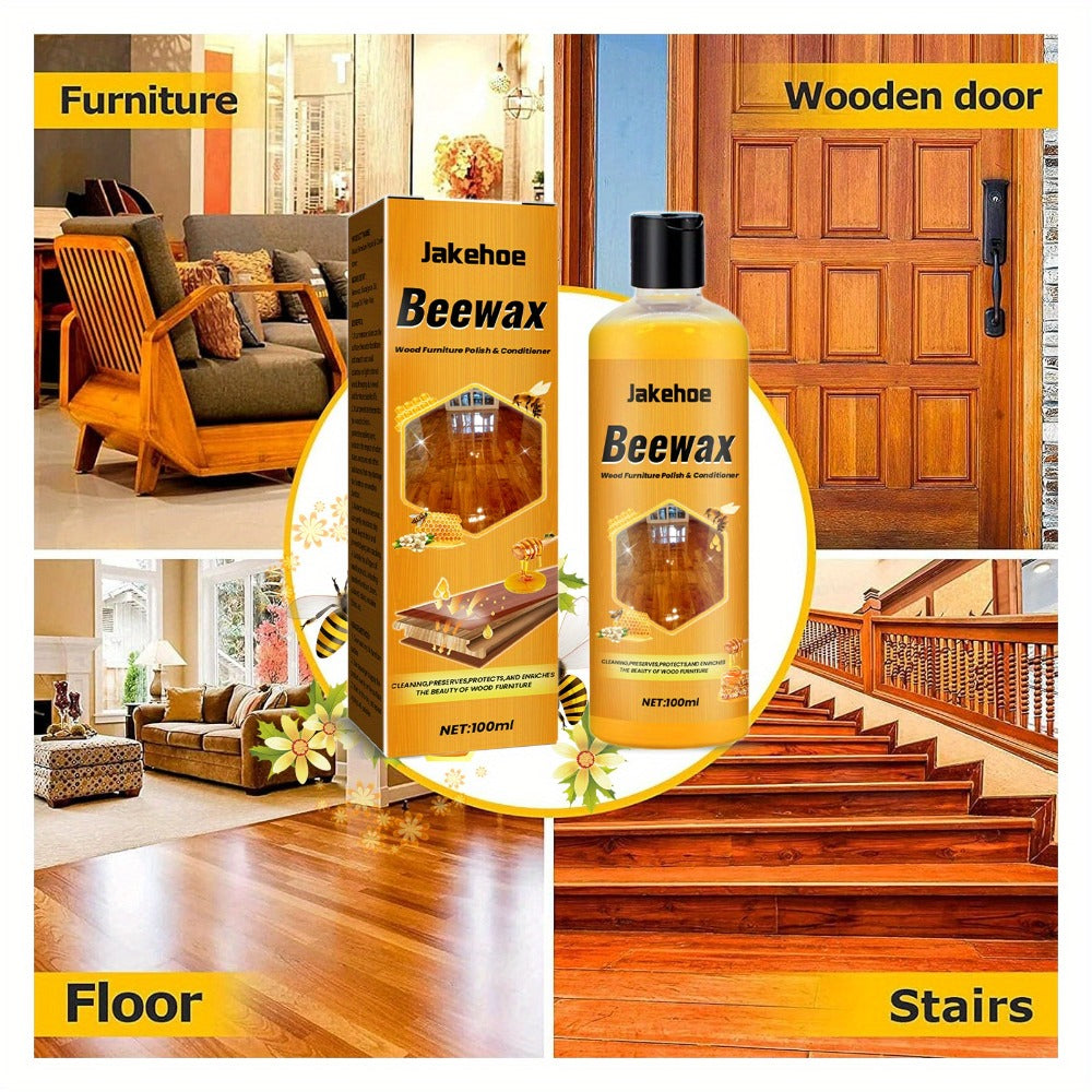 Beeswax Floor Cleaner & Polish - Natural Wood Floor Care Agent with Hydrogen Peroxide, Dust Prevention & Bright Polishing for Hardwood, Laminate & Tile Floors