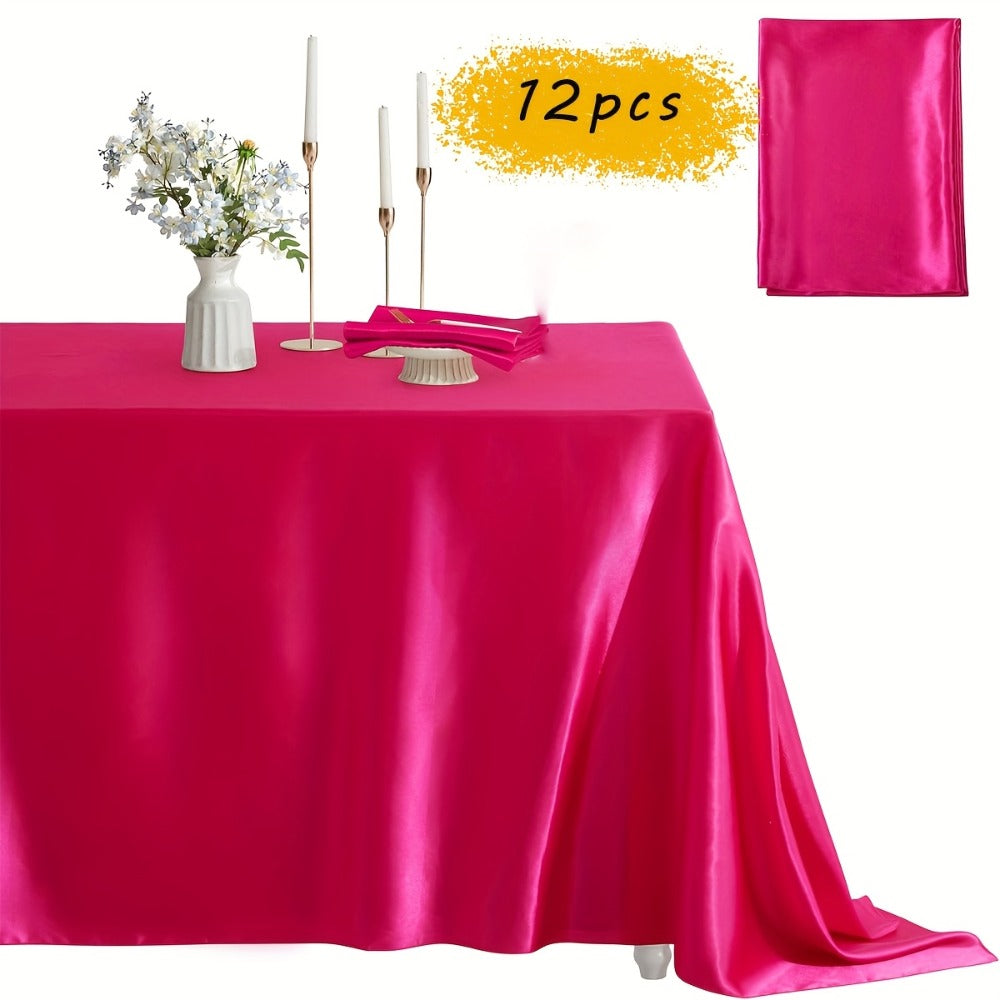 Satin Tablecloth 12pcs 57¡±x102¡± Rectangular Silky Smooth Fabric Table Cover for Wedding Banquet Birthday Party Holiday Event
