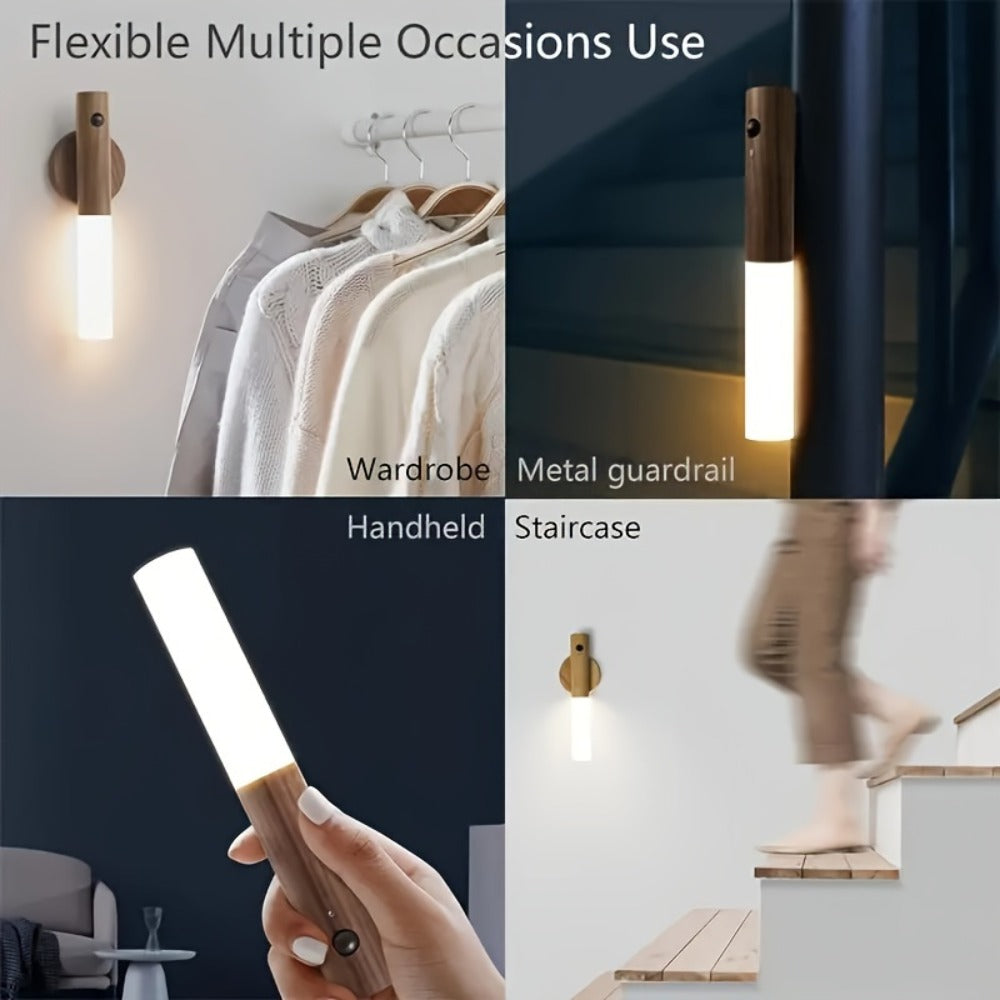 Motion Sensor Night Light Rechargeable 2-Pack - Wireless Magnetic LED Wall Light IPX4 Waterproof, USB Charging, Human Body Sensor for Bedroom, Kitchen, Bathroom, Hallway, Anti-Fall Safety Lighting
