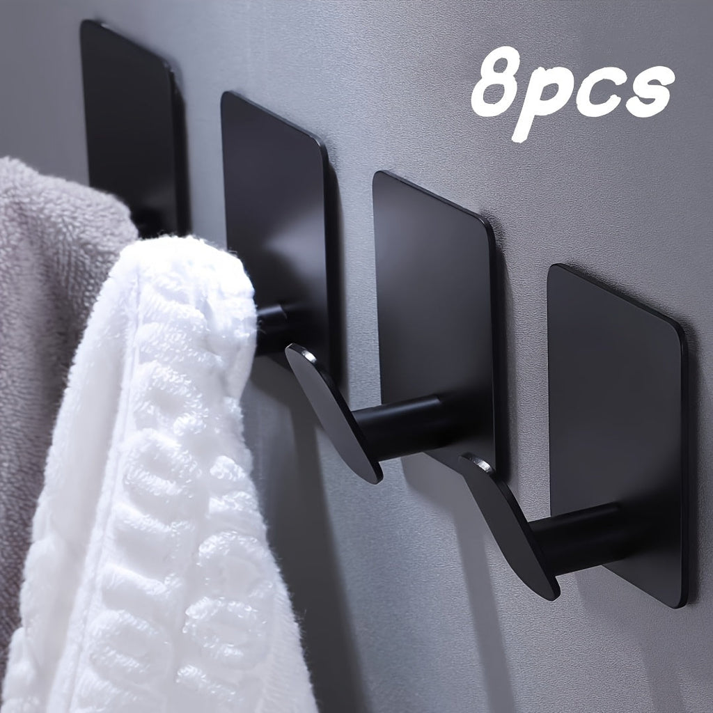 Adhesive Wall Hooks 8-Pack ¨C Stainless Steel No-Drill Towel Hook for Bathroom Kitchen Bedroom Coat Hat Key Holder