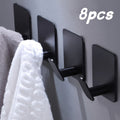 Adhesive Wall Hooks 8-Pack ¨C Stainless Steel No-Drill Towel Hook for Bathroom Kitchen Bedroom Coat Hat Key Holder