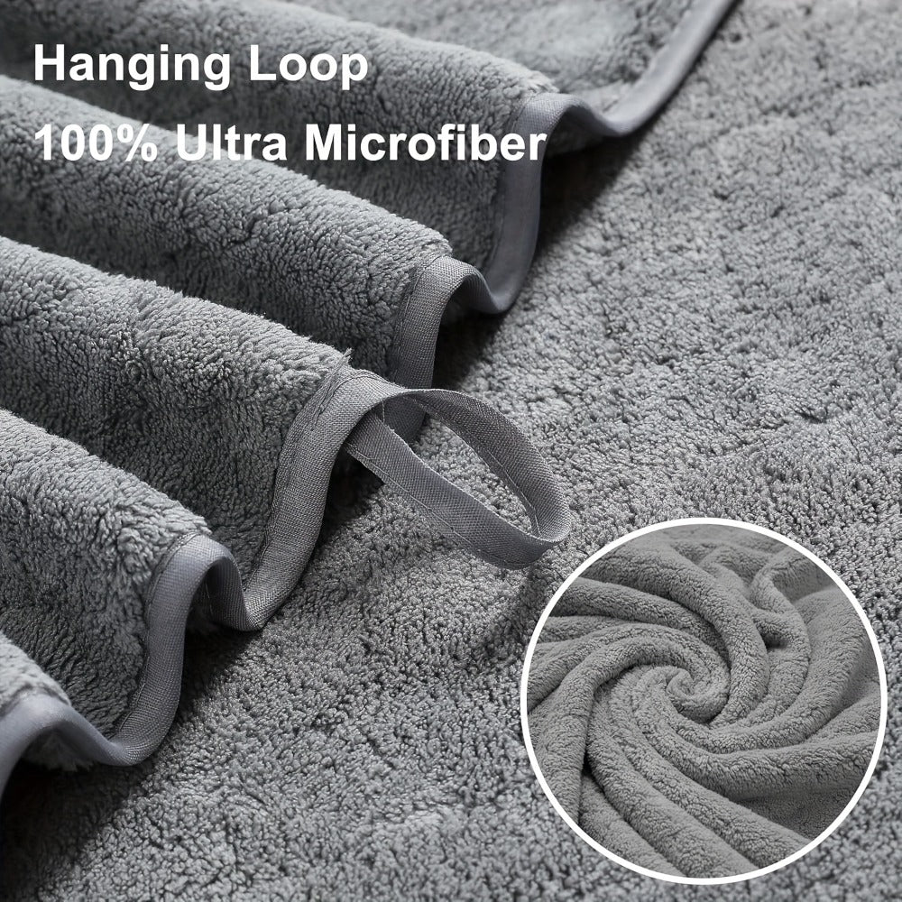 Oversized Bath Towel Set 4 Piece Diamond Pattern Microfiber - Ultra Soft Highly Absorbent Quick Dry | 10 Colors | Blue Green Black Gray Navy Orchid Brown Purple White Turquoise | Bathroom Hotel Gym Gift
