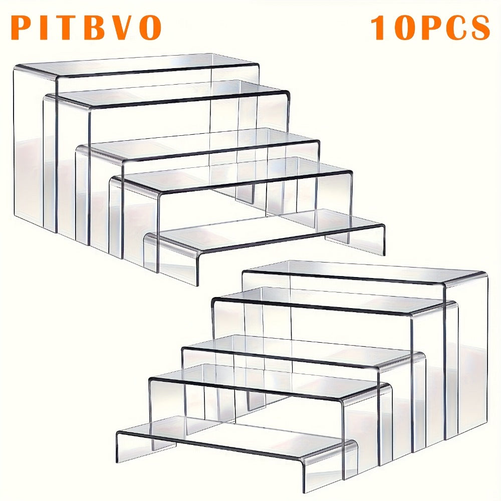 Acrylic Display Risers Clear Transparent Stands for Funko Pop Figures, Cupcakes, Jewelry, Perfume Bottles ¨C Multi-Size Display Shelf Organizer for Home, Store & Craft Show ¨C 10 or 20 Piece Set Large Size