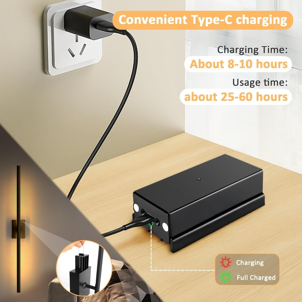 Cordless LED Wall Sconces 2 Pack with Remote - Dimmable Battery Operated Wall Lights Adjustable 3000K-6000K Color Temperature No Hardwiring Modern Picture Lights for Bedroom Hallway Living Room Black