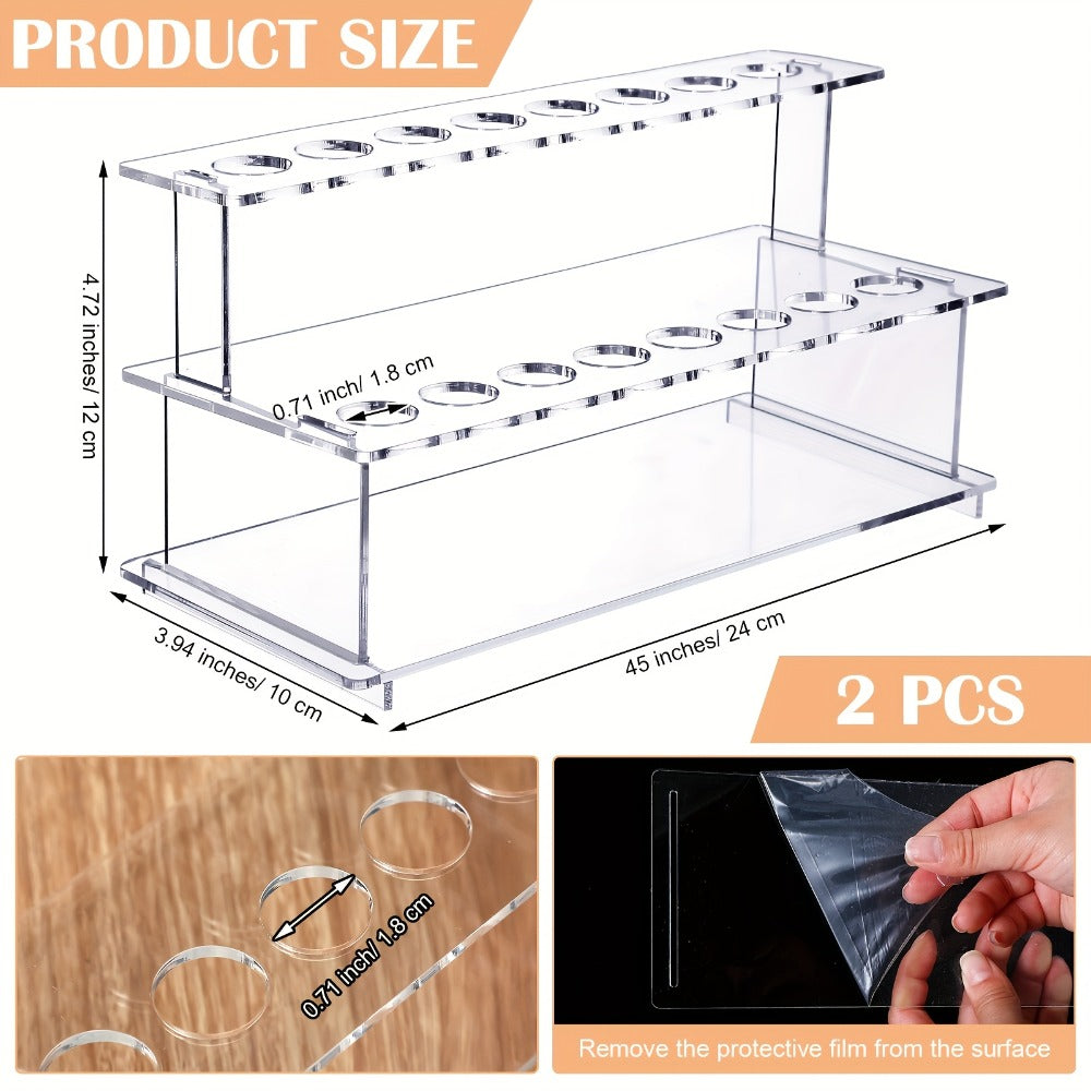 Beadable Wine Bottle Stoppers Set of 20 with 16-Slot Clear Acrylic 2-Tier Display Stand Rack - DIY Customizable Wine Stoppers Holder for Countertop, Wine Bar Decor, Gifts for Wine Lovers