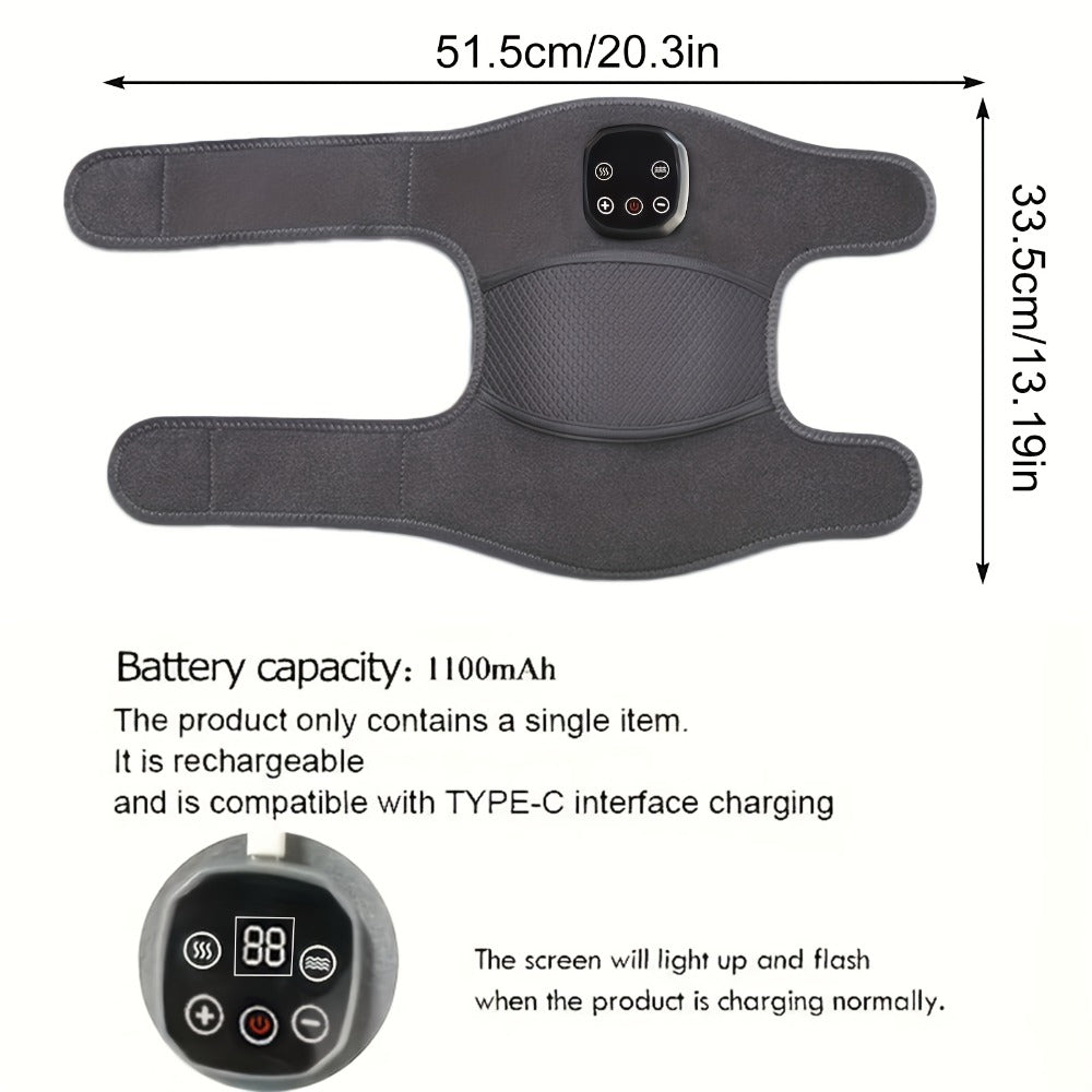 Heated Knee Massager Brace ¨C Wireless Electric Knee Pad with Heat & Vibration, USB Rechargeable Warm Massage Knee Support Wrap for Arthritis, Joint Pain Relief, Men & Women