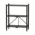 Storage Rack 3-5 Tier Foldable Shelving Unit with Wheels - Portable Multi-Layer Floor Standing Utility Shelf Organizer for Bedroom Closet Kitchen Office Black White