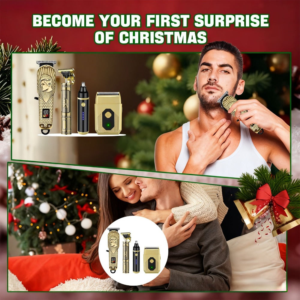 USB Precision Hair Clipper Set for Men ¨C Wireless Electric Clippers & Nose Trimmer Shaver, 2/4pcs Professional Cordless Grooming Kit for Personal Use, Hairdressing & Barber Gift